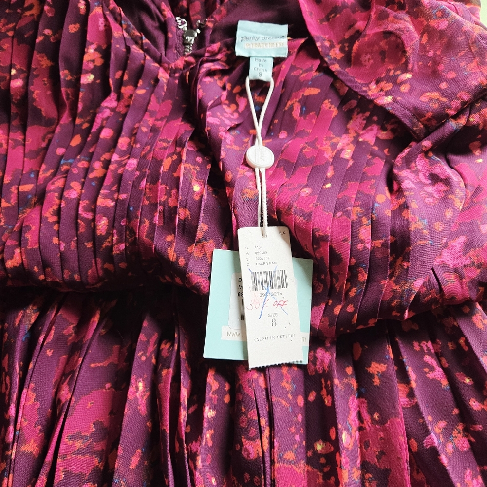 ANTHROPOLOGIE PLENTY BY TRACY REESE Evanthe Pleated Floral Hi-Low Dress Size 8 - Picture 10 of 12